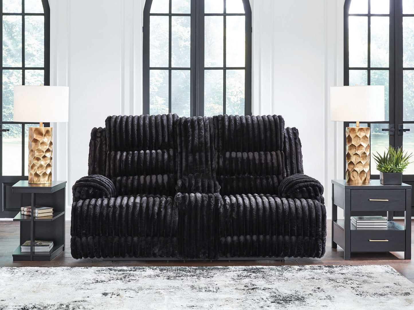 Rhine Falls - Double Reclining Power Loveseat With Console - Onyx