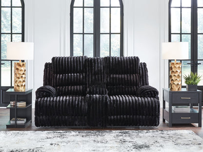 Rhine Falls - Double Reclining Power Loveseat With Console - Onyx
