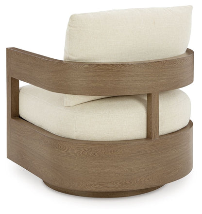 Serene Bay - Swivel Glider Chair With Cushion - Dark Brown / White