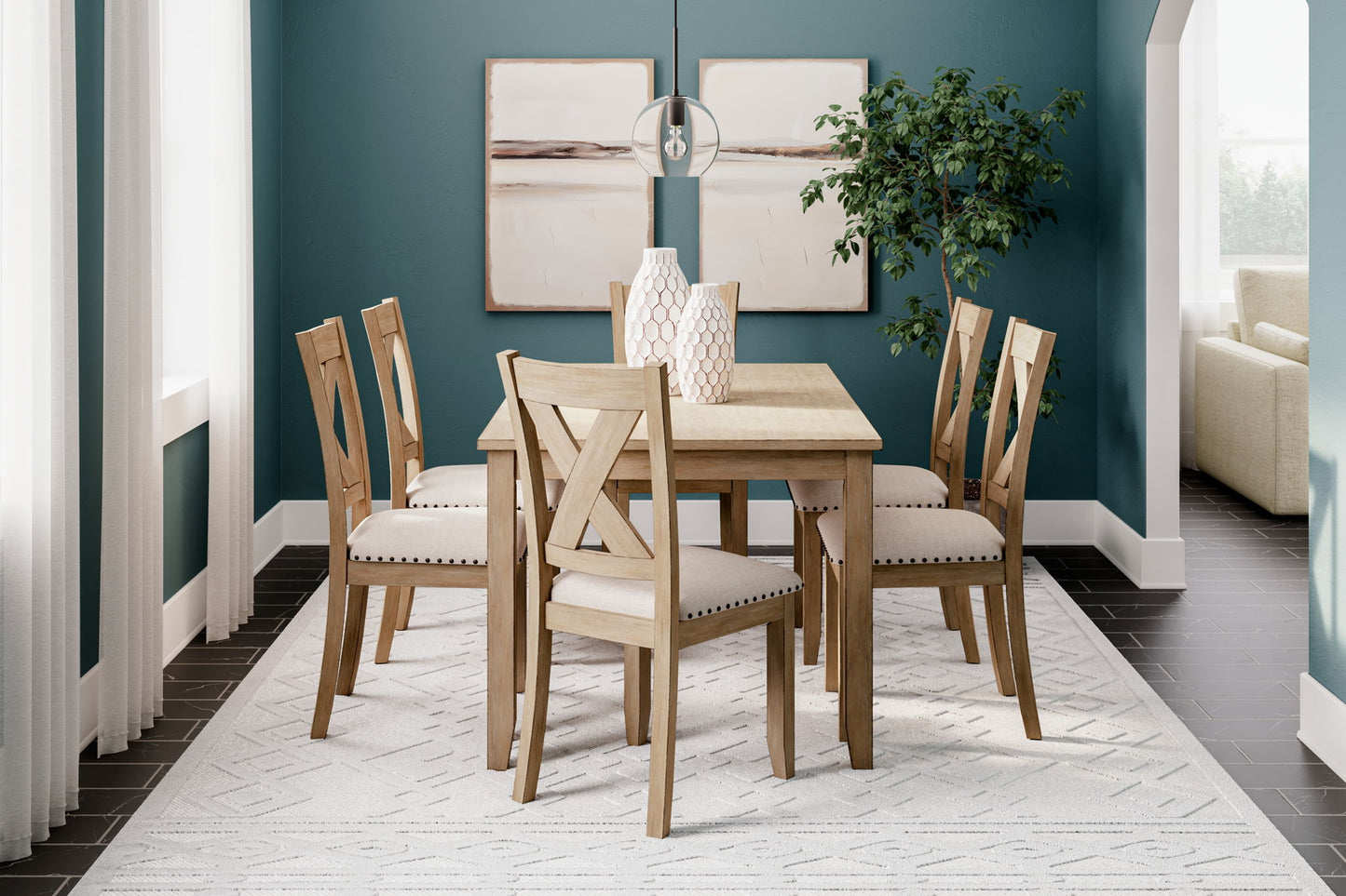 Sanbriar - RECT DRM Table Set (Set of 7) - Light Brown