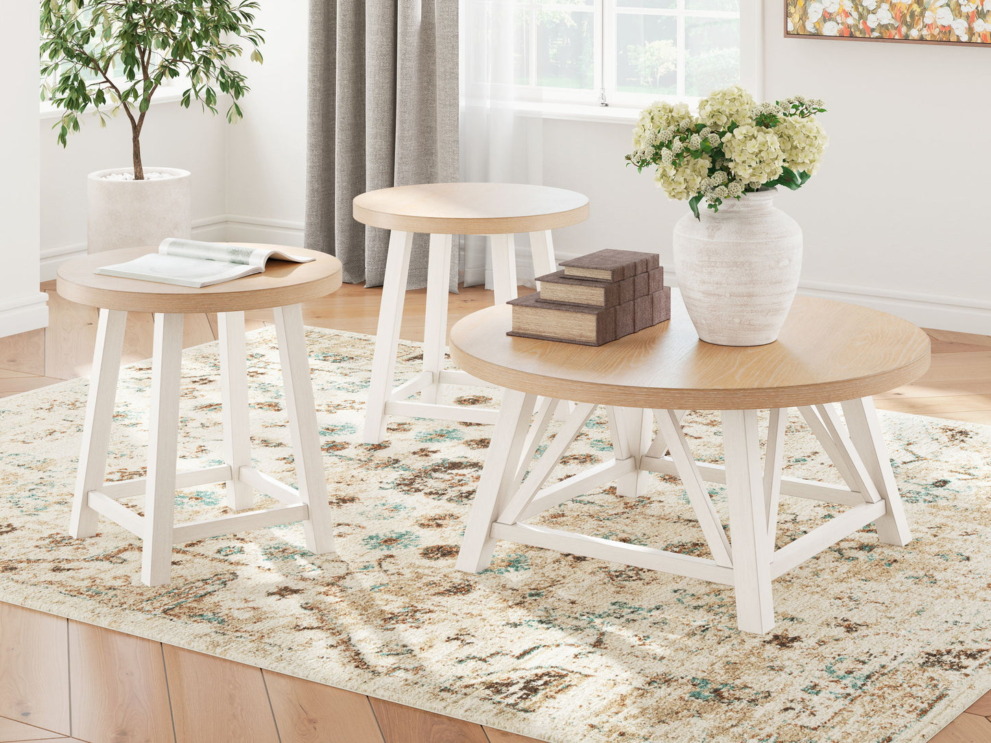 Fawndell - Occasional Table Set (Set of 3) - Antique White / Brown
