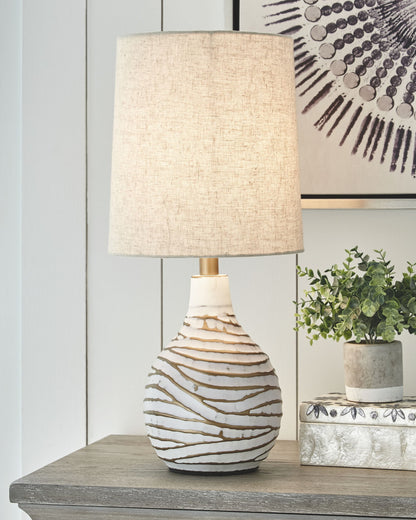 Aleela - Metal Table Lamp  - White / Gold Finish