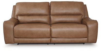 DeepWakes - 2 Seat Power Reclining Sofa Adjustable Headrest - Caramel