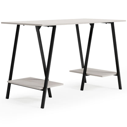 Bayflynn - Home Office Desk - 2 Fixed Shelves - White / Black