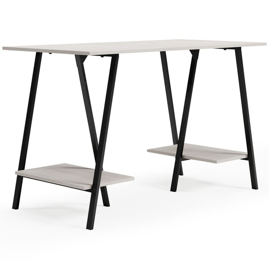 Bayflynn - Home Office Desk - 2 Fixed Shelves - White / Black