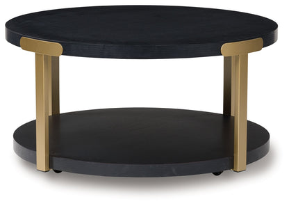 Shylore - Occasional Table Set (Set of 3) - Black / Brass Finish