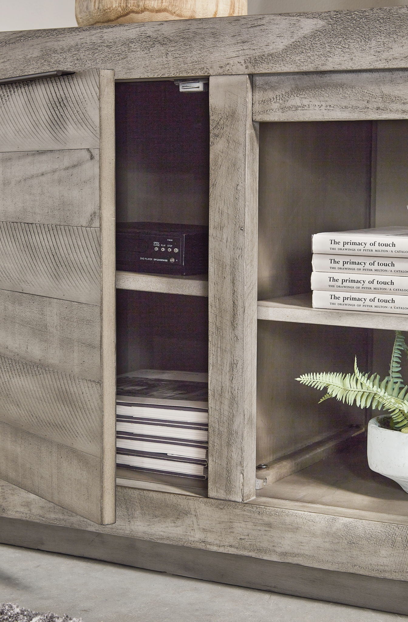 Naydell - 92" TV Stand with Wide Fireplace Insert - Gray