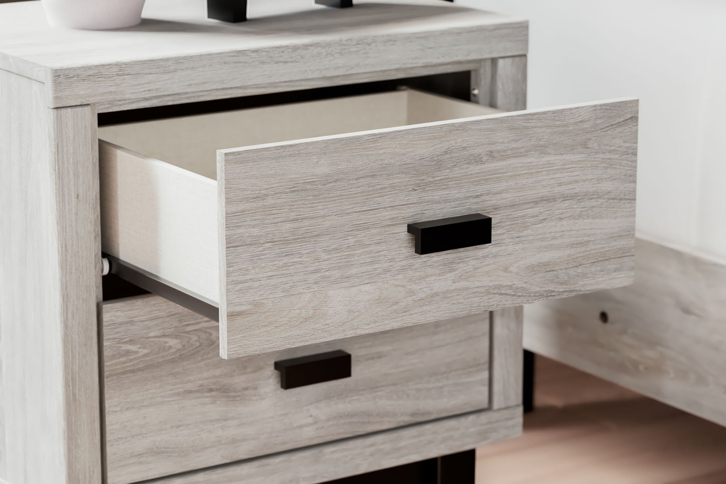 Vessalli - Two Drawer Nightstand - Black / Gray