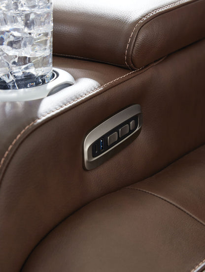 High Impact - Power Reclining Loveseat With Console / Adj Hdrst - Tobacco