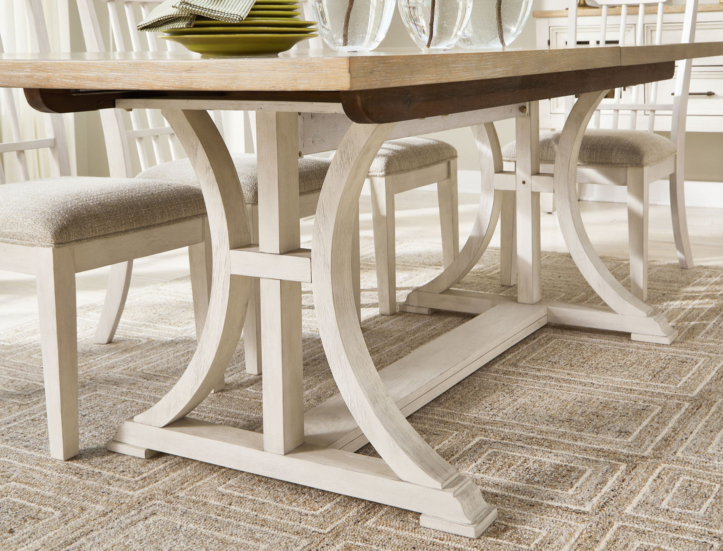 Shaybrock - Rectangular Dining Room Extension Table - Antique White / Brown