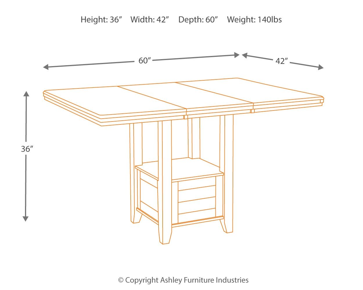 Haddigan - Rectangular Dining Room Counter Extension Table - Dark Brown