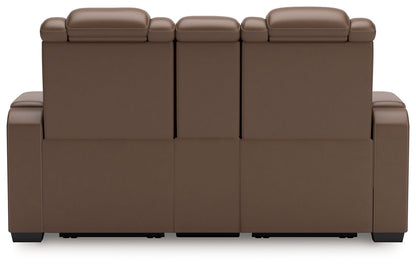 High Impact - Power Reclining Loveseat With Console / Adj Hdrst - Tobacco