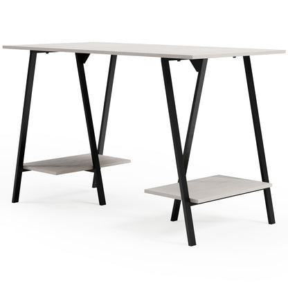 Bayflynn - Home Office Desk - 2 Fixed Shelves - White / Black