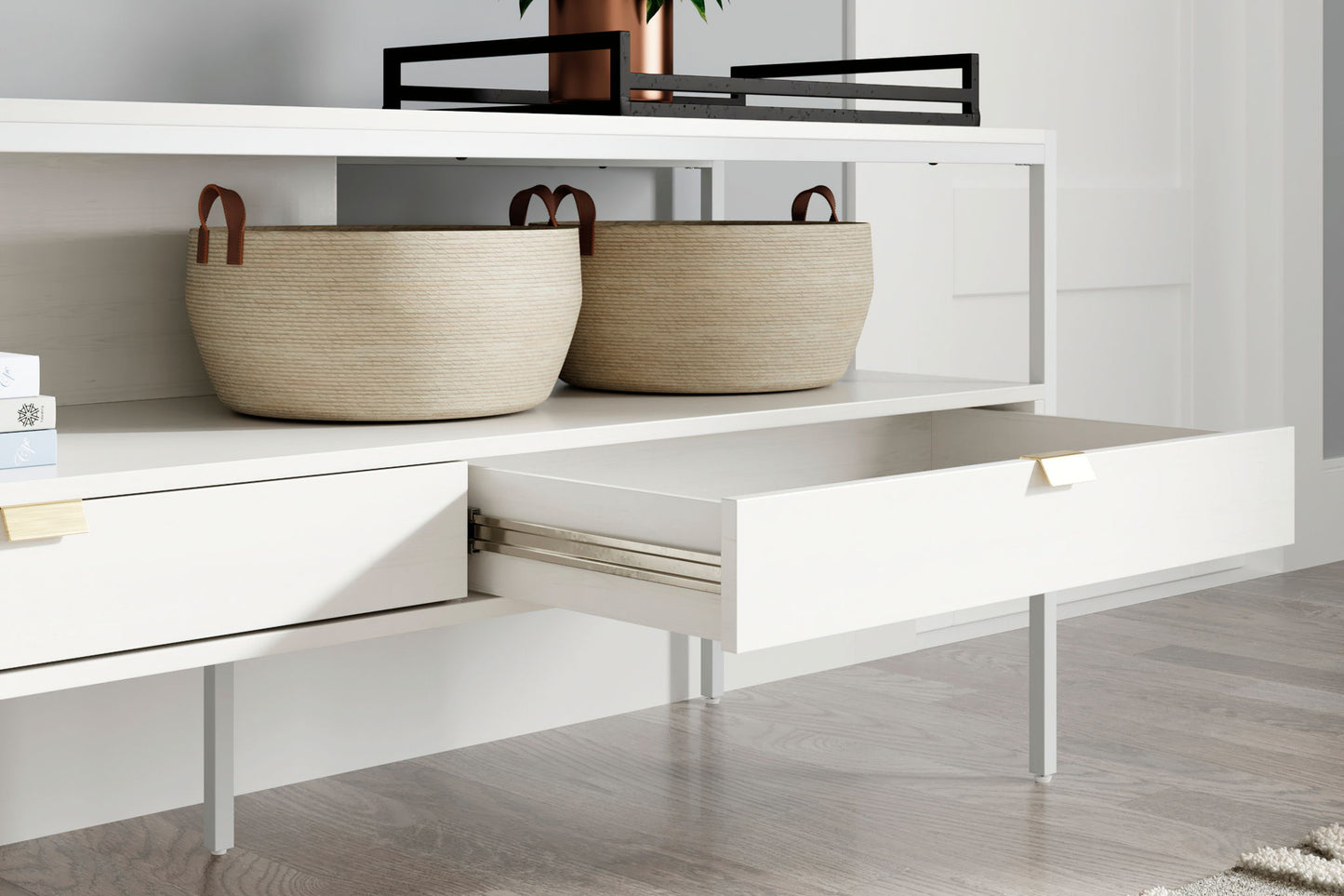 Deznee - Large TV Stand - White