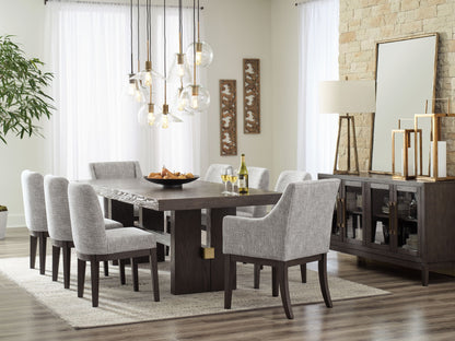 Burkhaus - Dining UPH Arm Chair (Set of 2) - Beige / Dark Brown