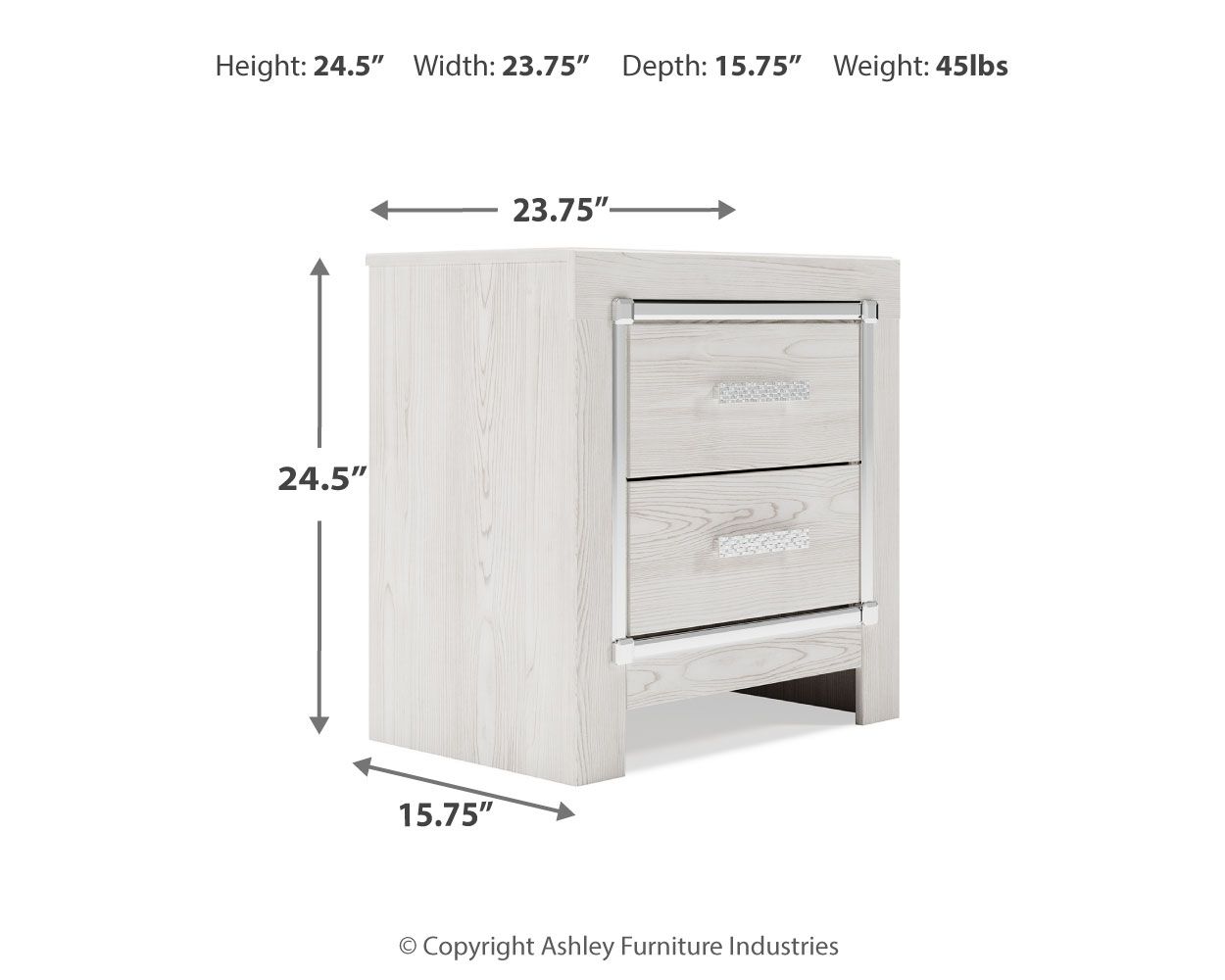 Altyra - White - Two Drawer Night Stand