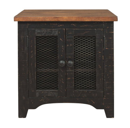 Valebeck - Rectangular End Table - Black / Brown