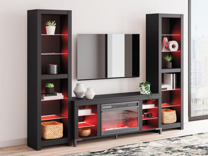 Cayberry - 3-Piece Entertainment Center With Electric Fireplace - Black
