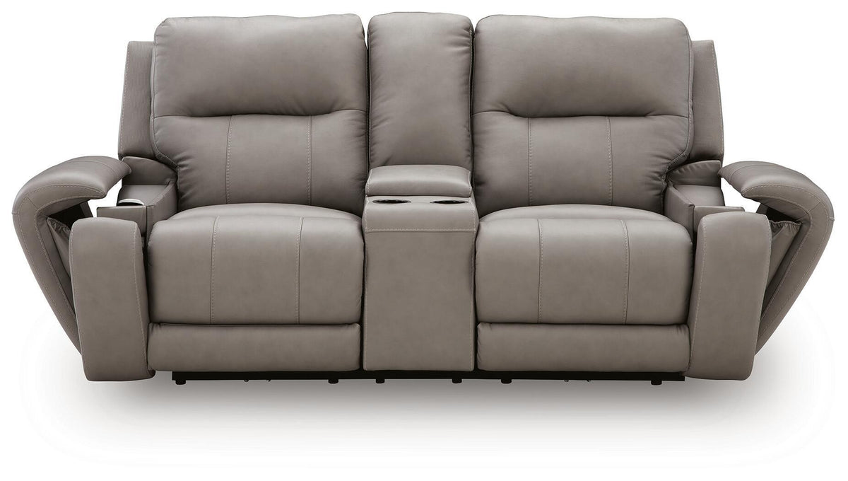 Real Moments - Power Reclining Loveseat With Audio Seating - Ash