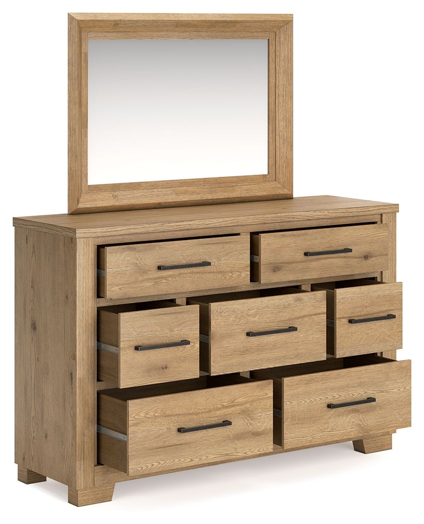 Galliden - Dresser And Mirror - Light Brown