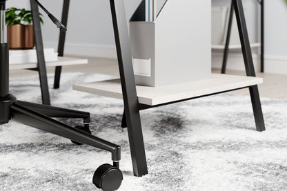 Bayflynn - Home Office Desk - 2 Fixed Shelves - White / Black
