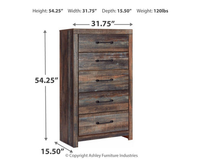 Drystan - Five Drawer Chest - Brown / Beige