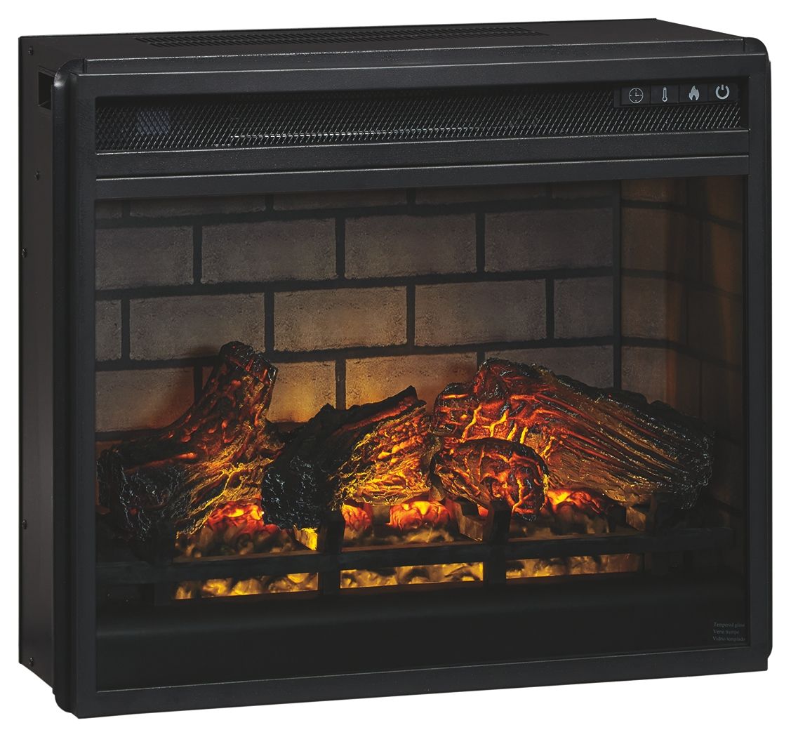 Willowton - 2 Pc. - TV Stand with Faux Firebrick Fireplace Insert - Whitewash