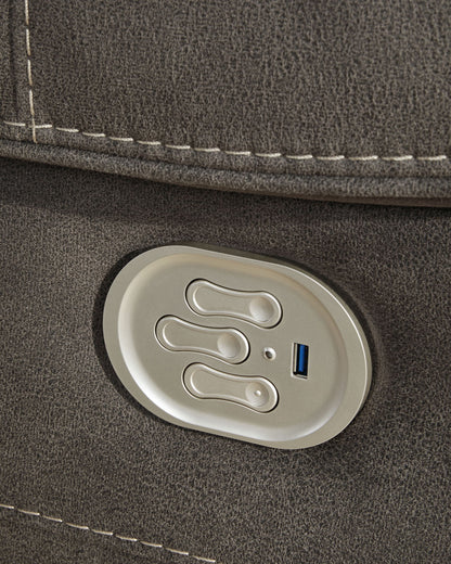 Hoopster - Zero Wall Power Recliner with Console 6 Pc Sectional - Gunmetal