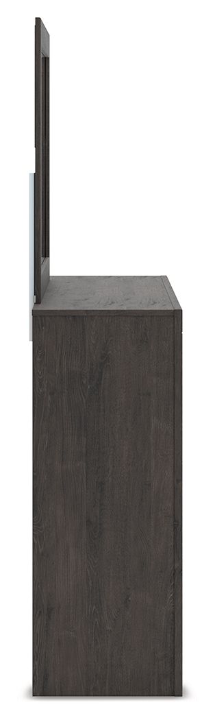 Fraluna - 3 Pc. - Queen Panel Storage Bed, Dresser And Mirror - Charcoal