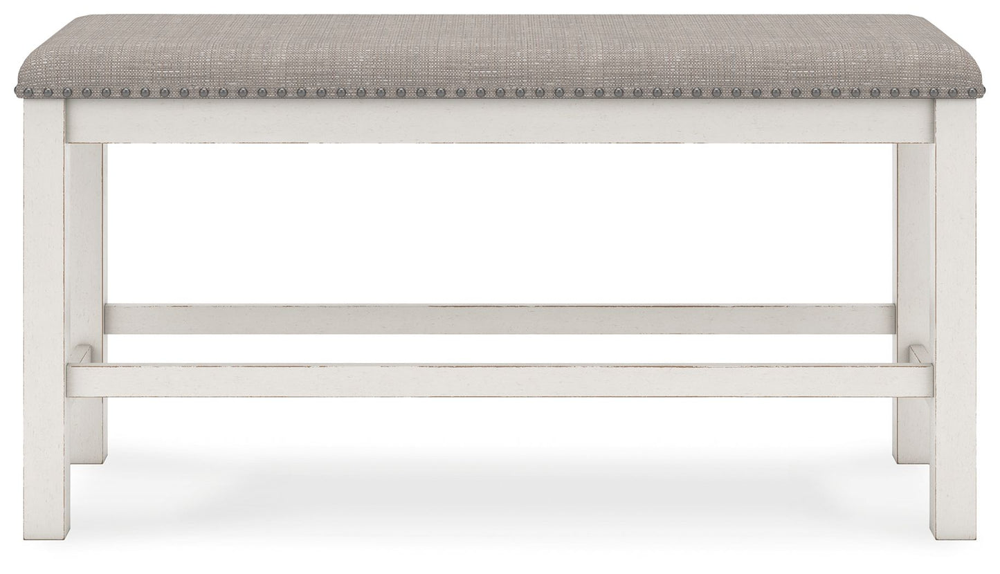 Robbinsdale - Antique White - Dbl Counter Height Upholstered Dining Bench