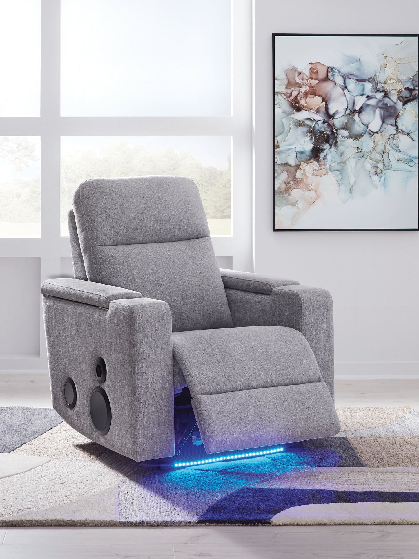 Pineland - Glider Power Recliner With Audio System - Pewter