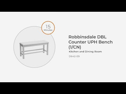 Robbinsdale - Antique White - Dbl Counter Height Upholstered Dining Bench
